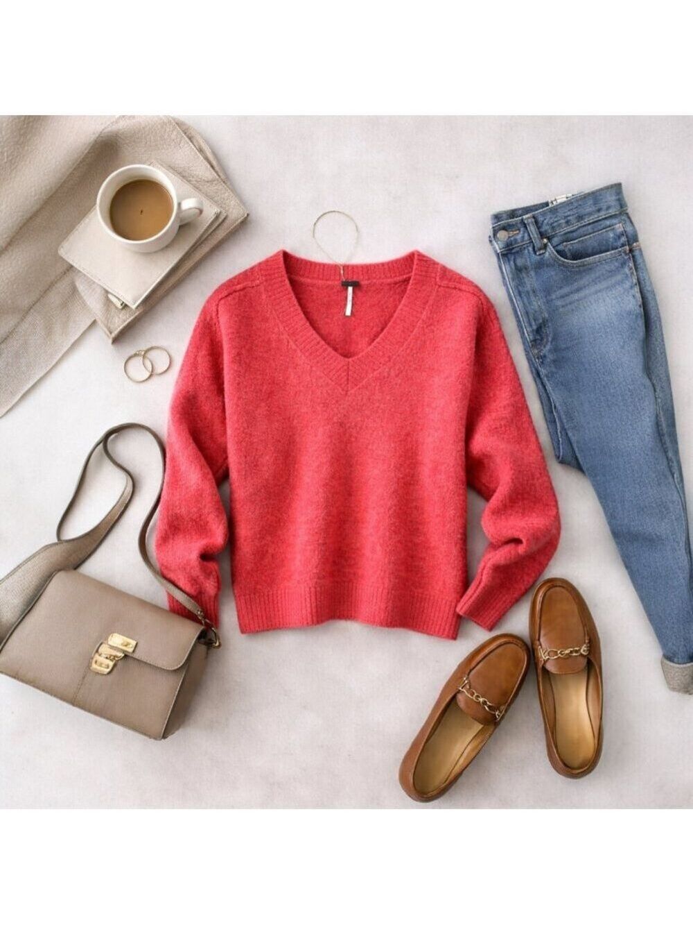Free People Felted Wool V-Neck Sweater | Boiled Wool | Cozy Sculptural Knit | M